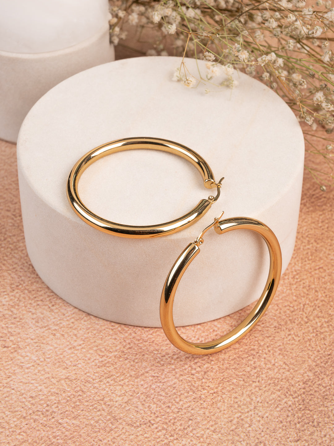 MAURYANA - Stainless Steel 18k Gold Plated Simple Round Design Earrings