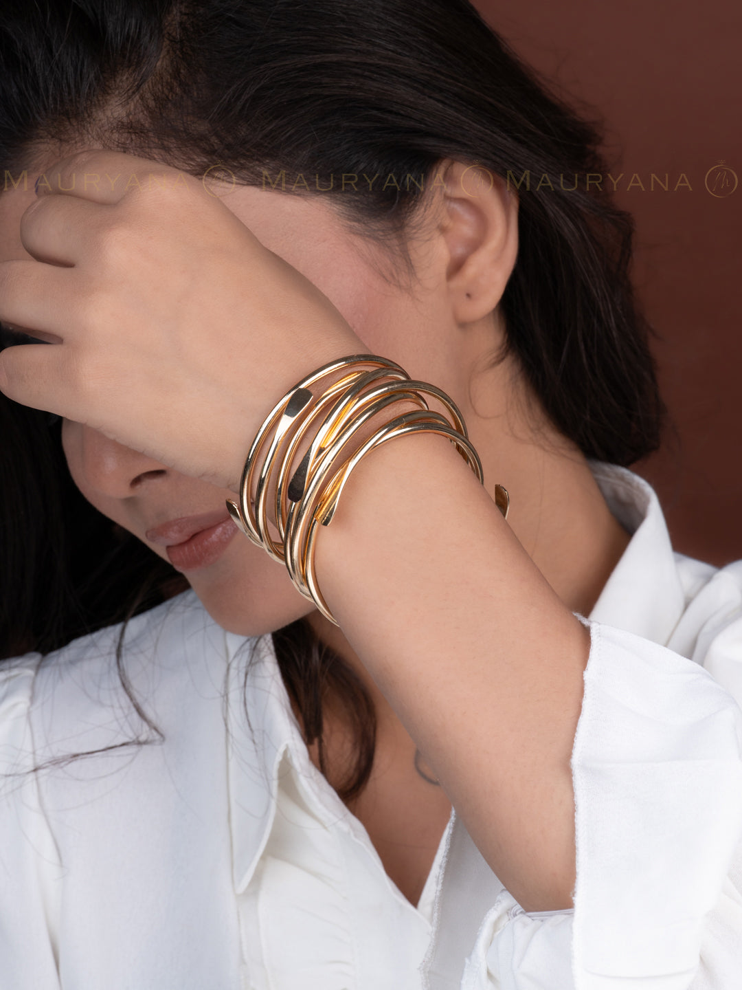 MAURYANA - Open Ended Multilayered Gold Plated Fashionable Bracelet