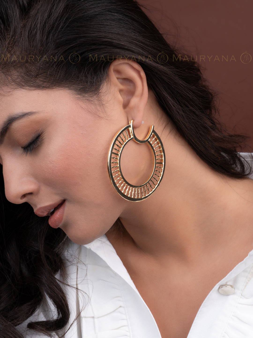MAURYANA - Round Stylish Zinc Alloy Pair of Earrings