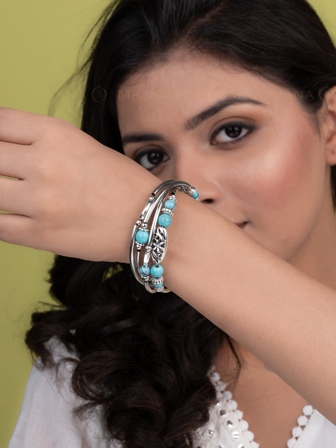 MAURYANA - Blue Color Natural Stone Retro Design Bracelet