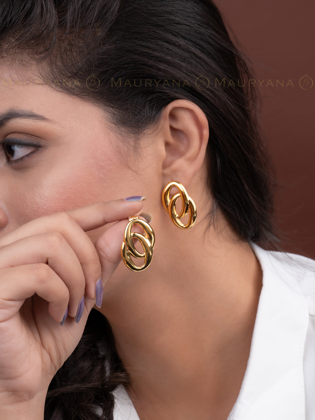 MAURYANA - Stainless Steel 18k Gold Plated Stylish Daily wear Earrings