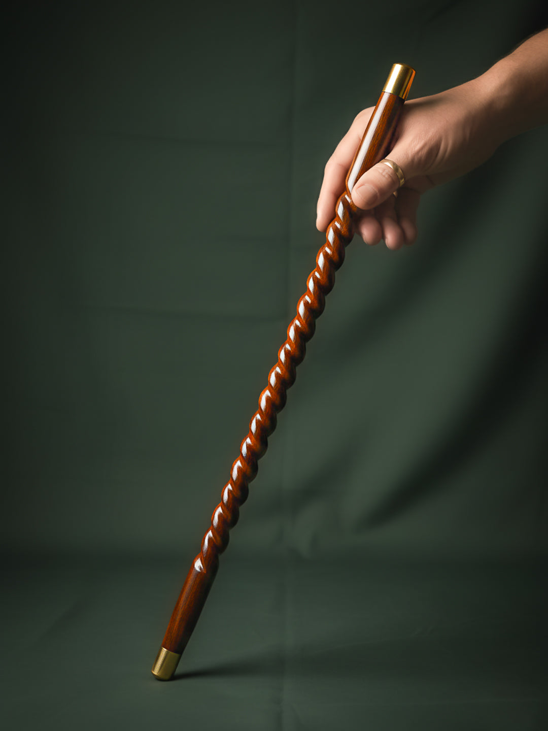 Sheesham wood crafted spiral design military cane / swagger stick - 2 feet long