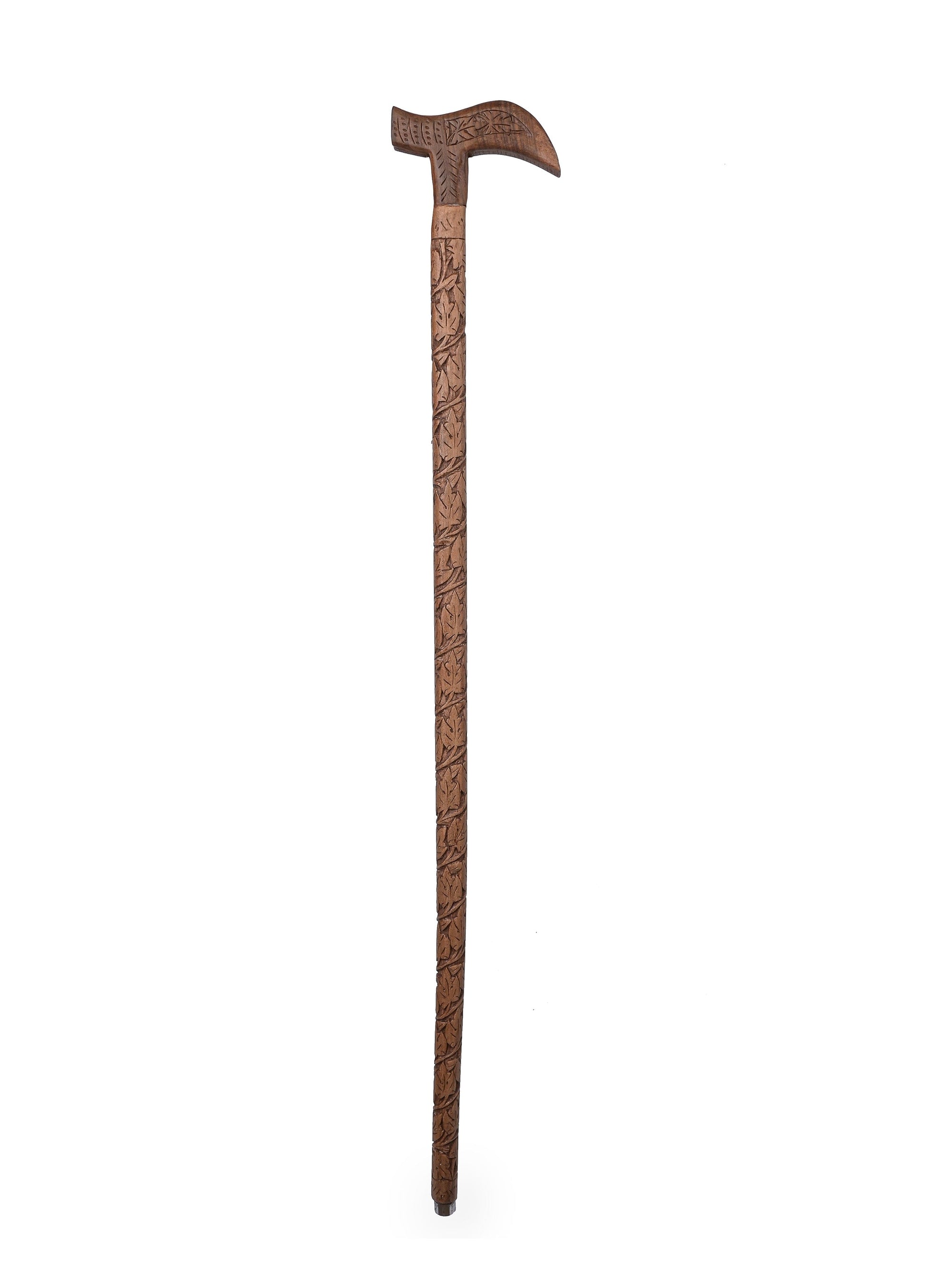 Walking Stick intricately carved out of Walnut wood - 36 inches long - The Heritage Artifacts