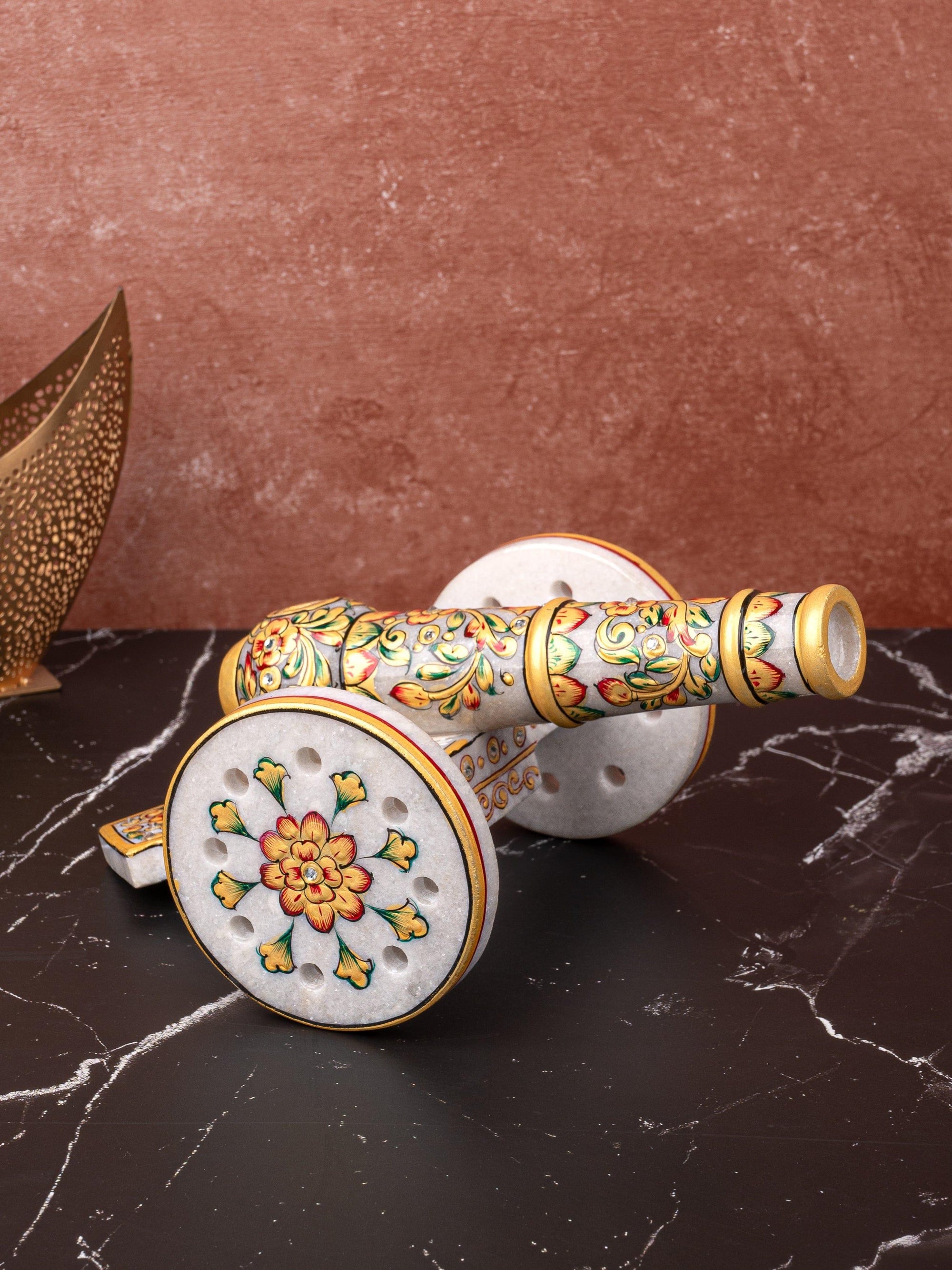 Meenakari work Marble Canon Decorative Showpiece - The Heritage Artifacts