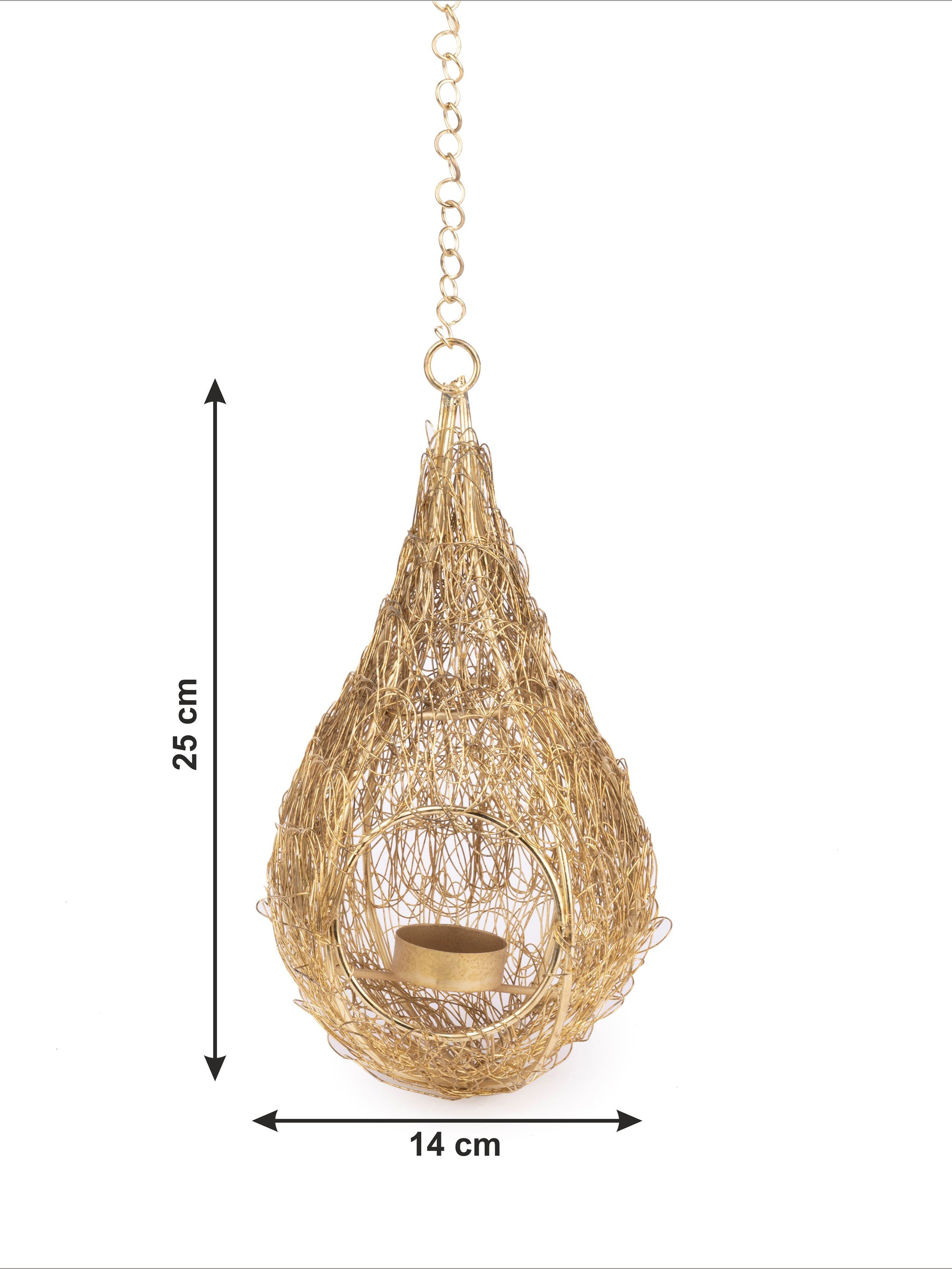 Hanging Bird Nest Lantern / Tea light Holder in Gold color - The Heritage Artifacts