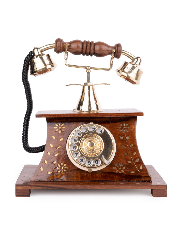 Wooden Brass Vintage Style Rotary Dial working Phone - The Heritage Artifacts