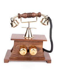 Wooden Brass Vintage Style Rotary Dial working Phone - The Heritage Artifacts
