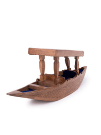 Walnut wood carved Kashmir Boat or Shikara Decor piece- 24 inches long - The Heritage Artifacts