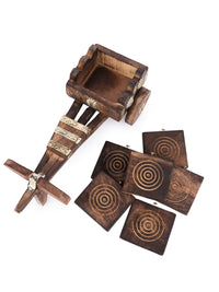 Wooden Bullock Cart Shaped Decorative & Functional Coaster Set – 6 Coasters +1 Holder - The Heritage Artifacts