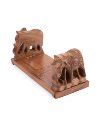 Walnut wood carved Elephant design Extendable Book Holder - The Heritage Artifacts