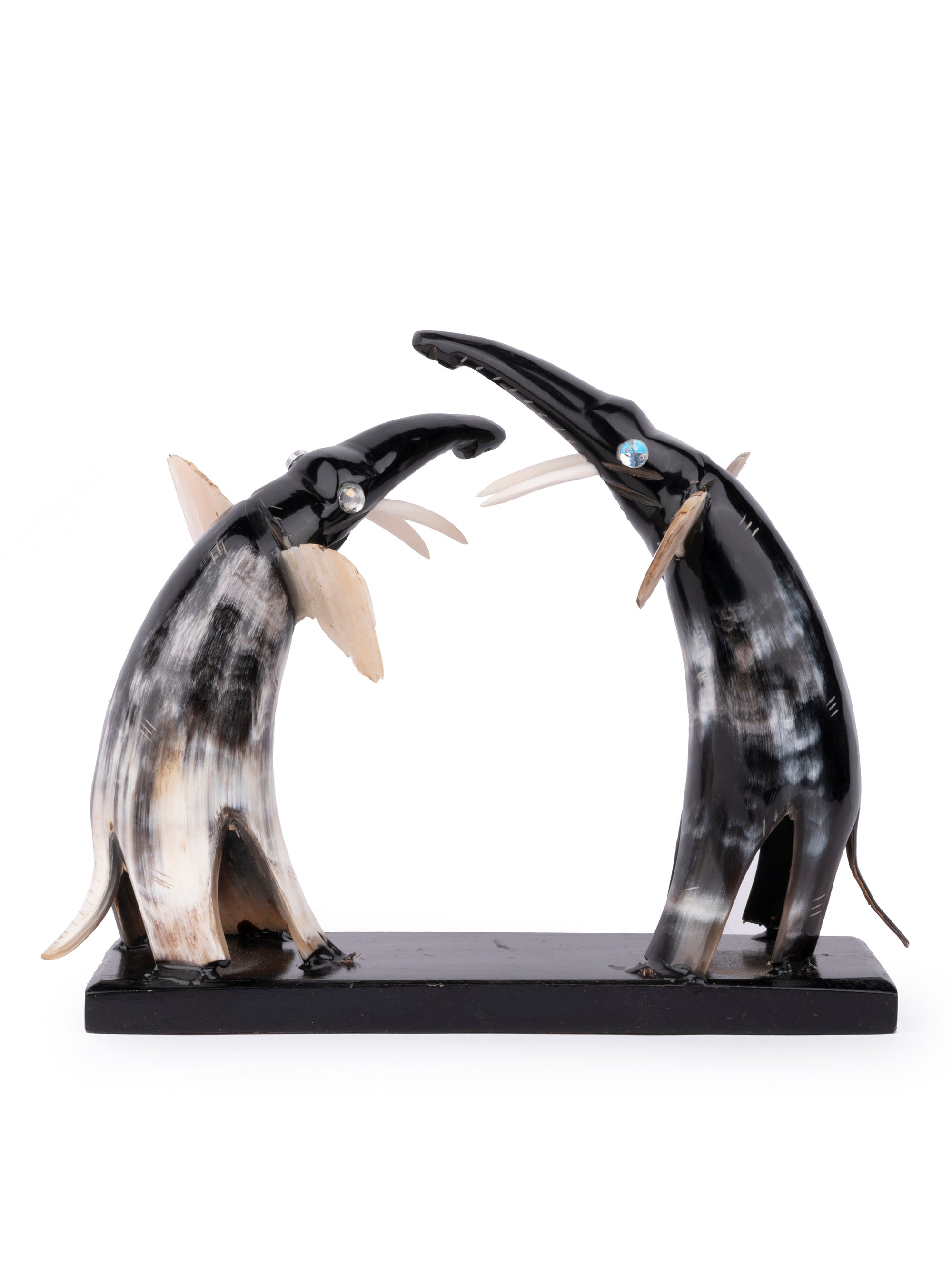 Natural Buffalo Horn Pair of Elephant Decorative Showpiece - 10 inches - The Heritage Artifacts