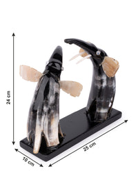 Natural Buffalo Horn Pair of Elephant Decorative Showpiece - 10 inches - The Heritage Artifacts