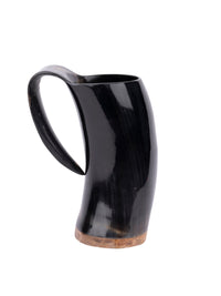 Natural Buffalo Horn Stylish Beer Mug with curved handle - 300 ml - The Heritage Artifacts