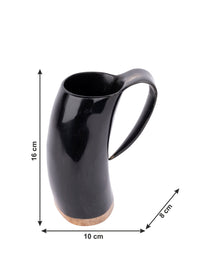 Natural Buffalo Horn Stylish Beer Mug with curved handle - 300 ml - The Heritage Artifacts