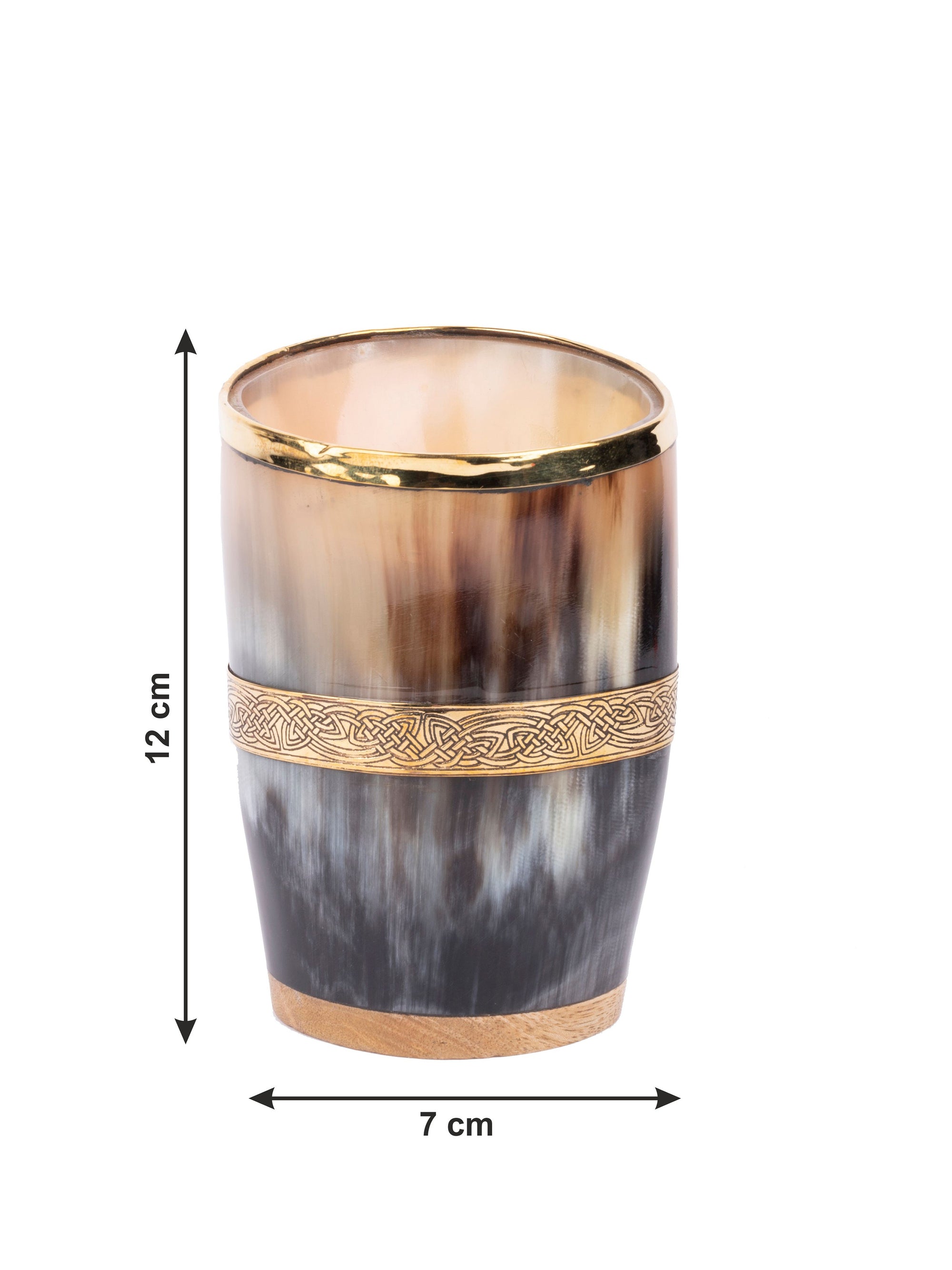 Natural Buffalo Horn Small Tumbler / Glass with Golden edge - 200 ml - The Heritage Artifacts
