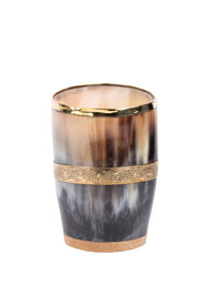 Natural Buffalo Horn Small Tumbler / Glass with Golden edge - 200 ml - The Heritage Artifacts