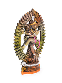 Terracotta Handmade Colorful Lord Nataraj Statue - 11 inches - The Heritage Artifacts
