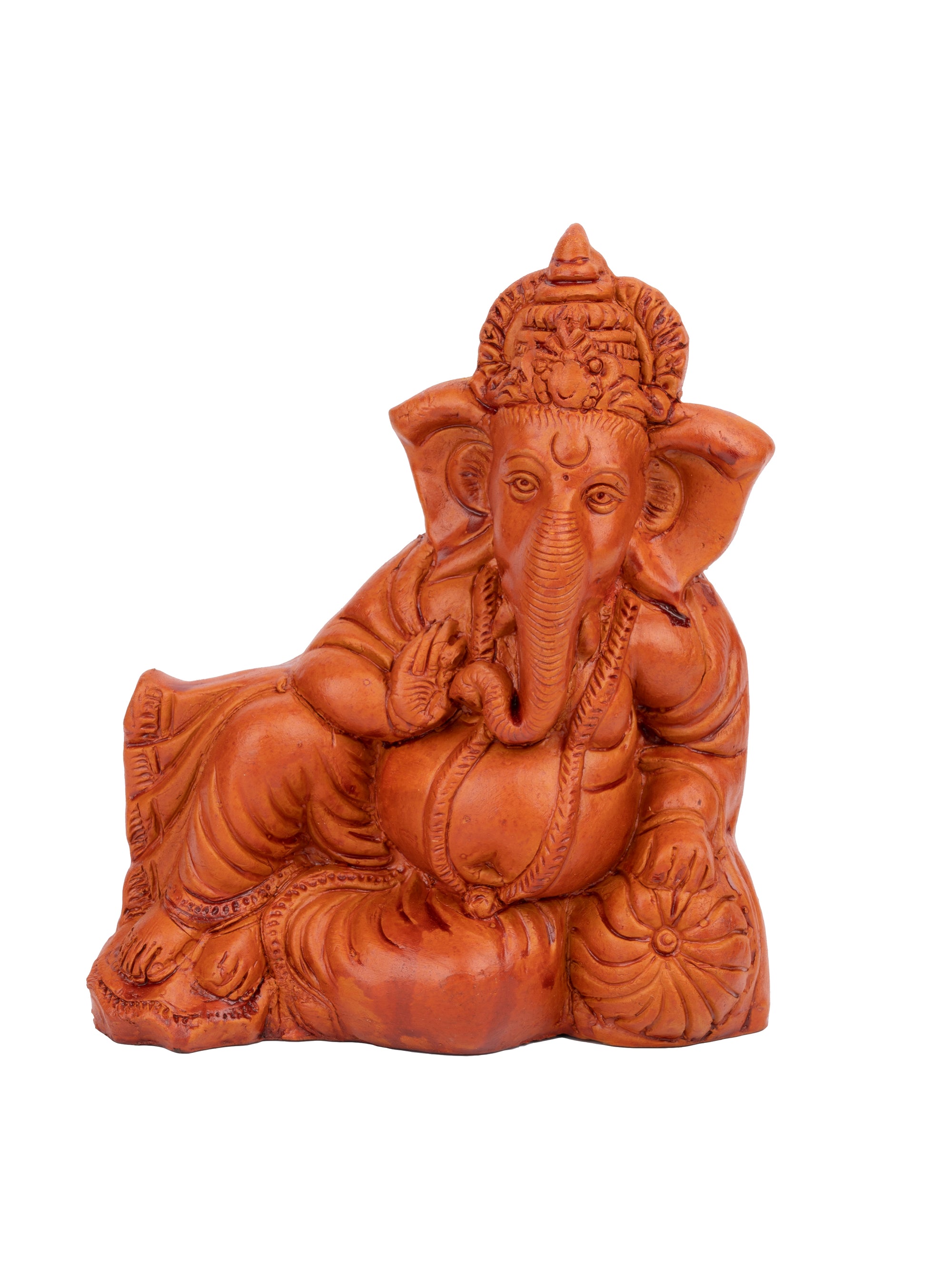 Terracotta Lord Ganesh in Relaxing posture - 7 inches height - The Heritage Artifacts
