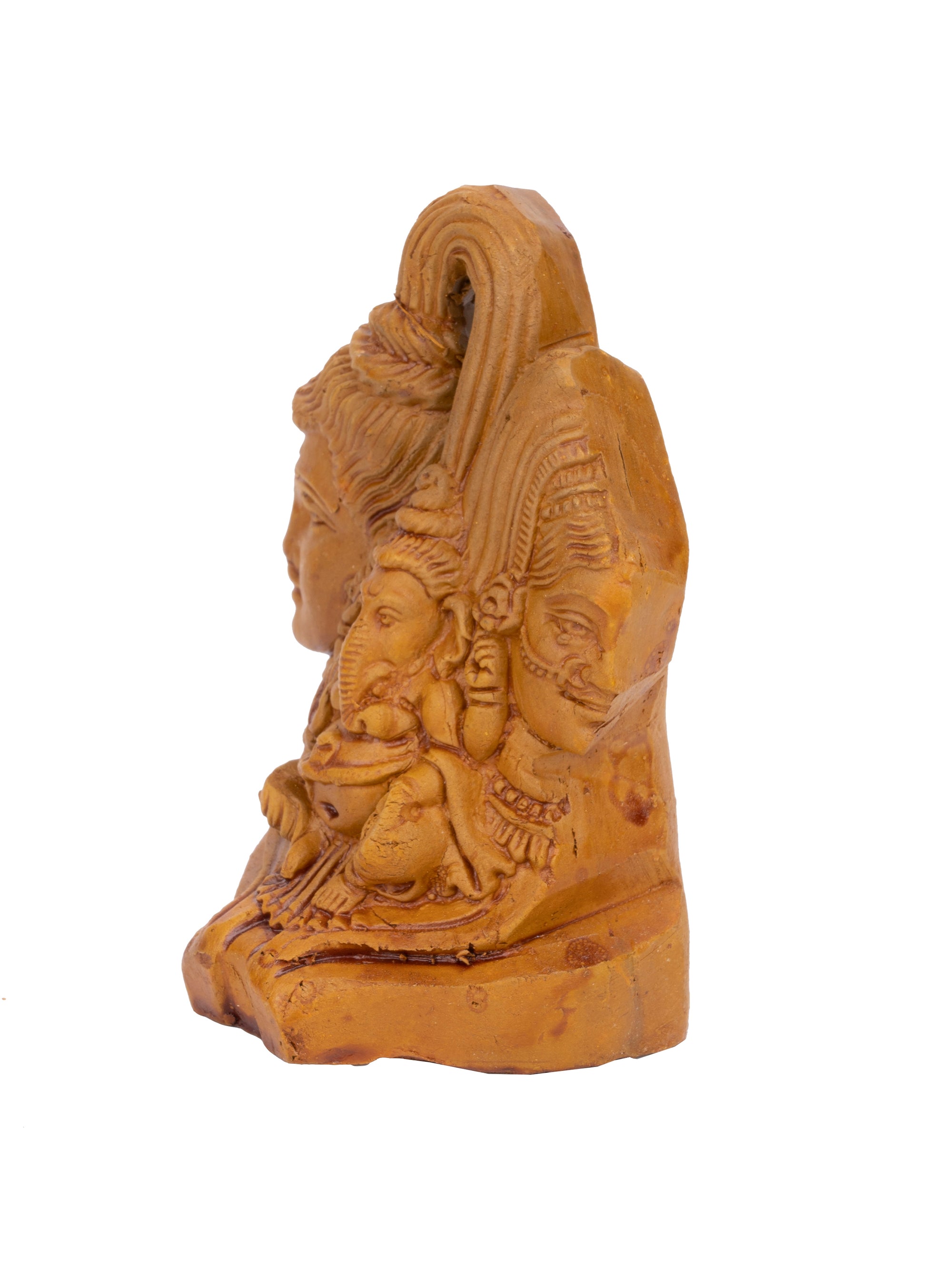 Terracotta Small Figurine of Shiva Parvati & Ganesh - 4 inches height - The Heritage Artifacts