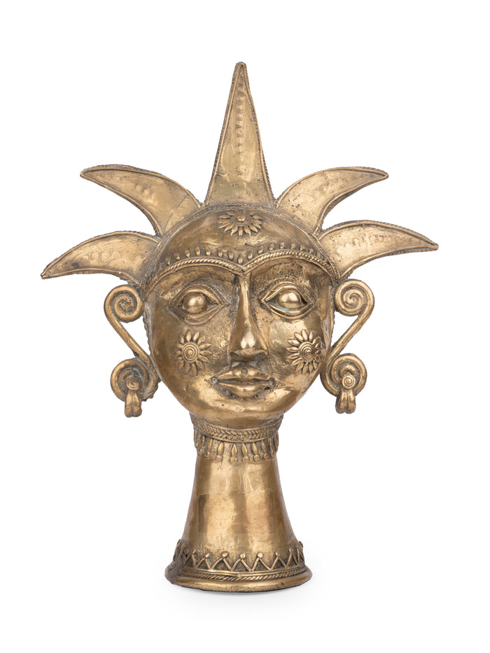 Dokra Craft Standing Sun Face made of Brass Metal - 12 inches height - The Heritage Artifacts
