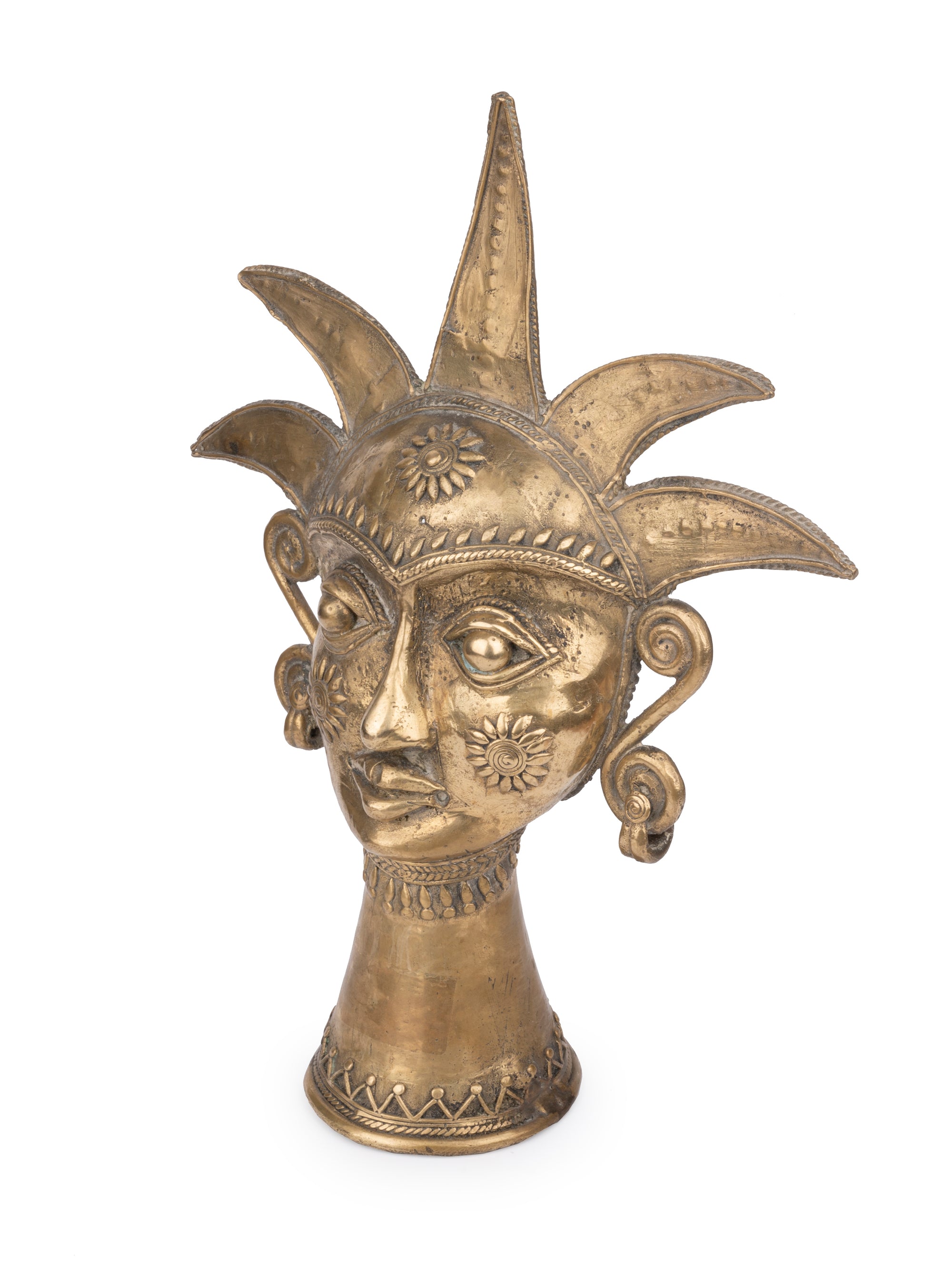 Dokra Craft Standing Sun Face made of Brass Metal - 12 inches height - The Heritage Artifacts