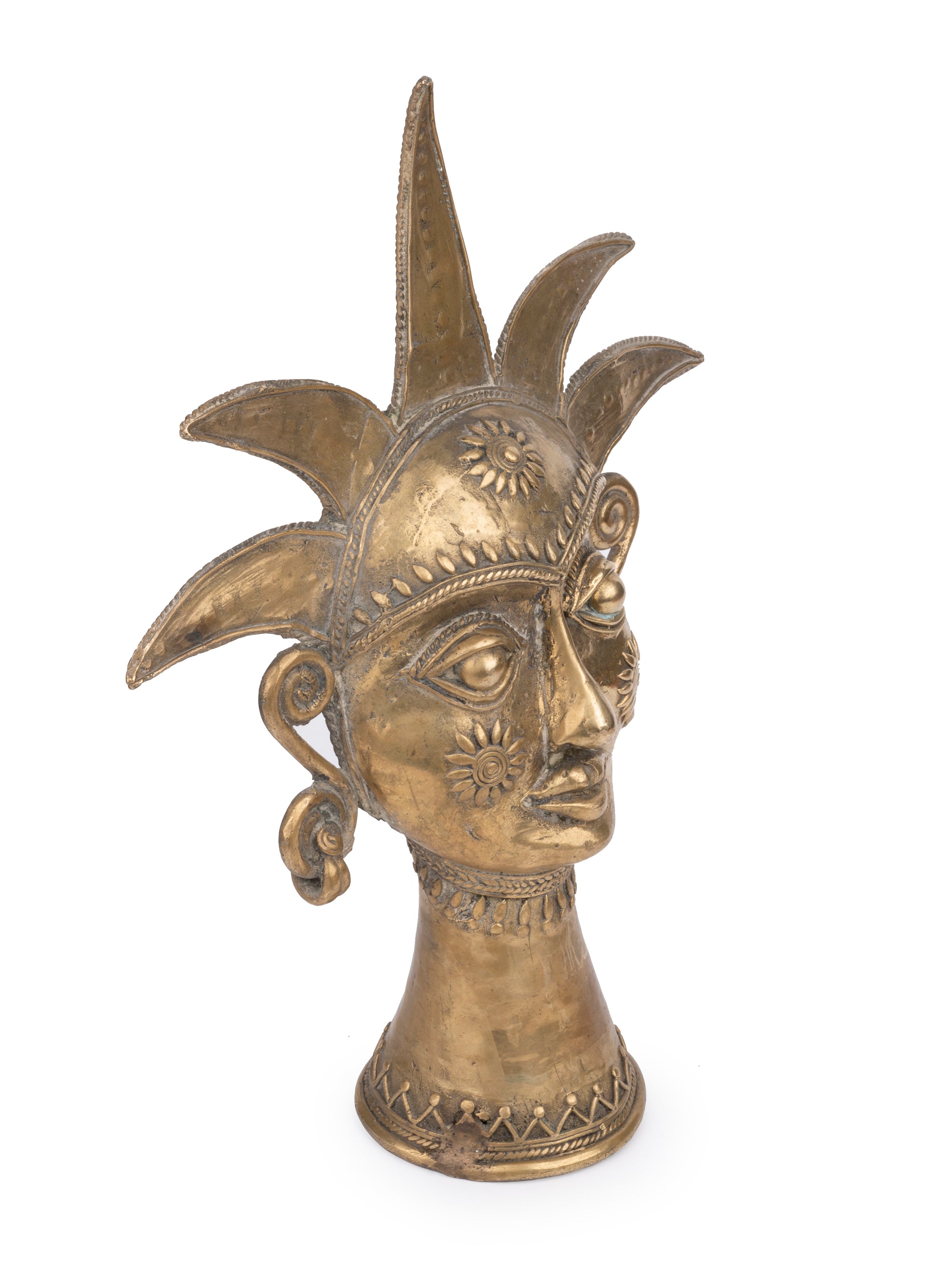 Dokra Craft Standing Sun Face made of Brass Metal - 12 inches height - The Heritage Artifacts