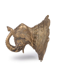 Dokra Art Elephant Head Wall Hanging made of Brass metal - Small 4 inches - The Heritage Artifacts