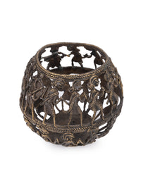 Dokra Craft Round T light Candle holder in Antique finish - The Heritage Artifacts