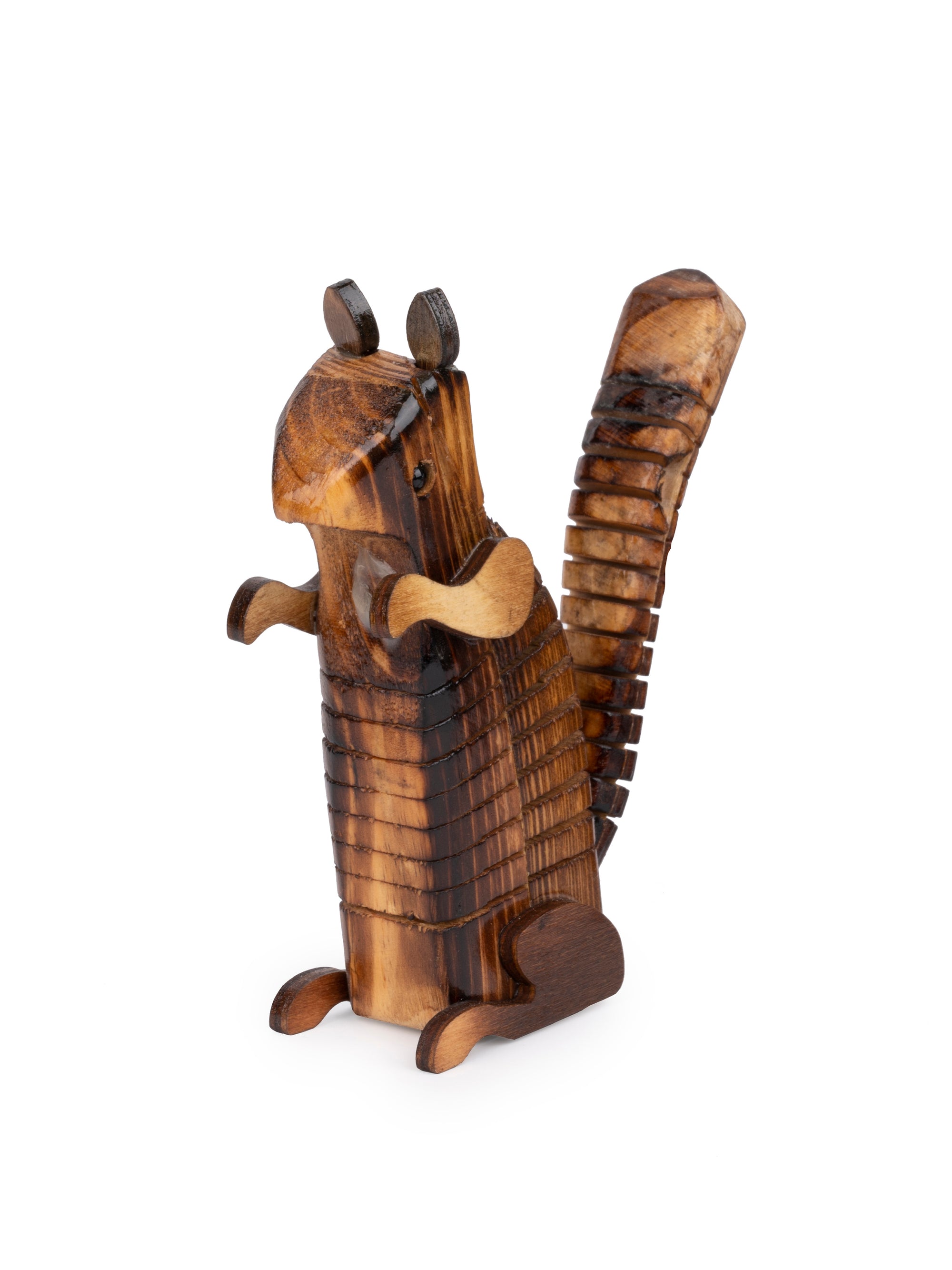 Shantiniketan Art - Wooden Squirrel Decorative Showpiece / Toy - The Heritage Artifacts