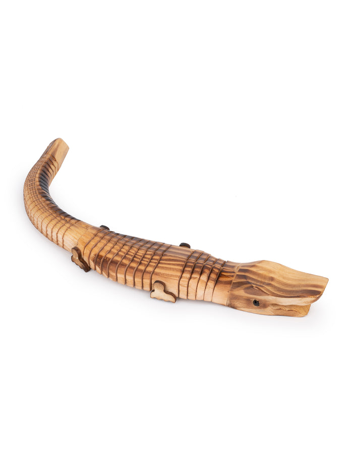 Shantiniketan Art - Wooden Crocodile Showpiece / Toy - The Heritage Artifacts