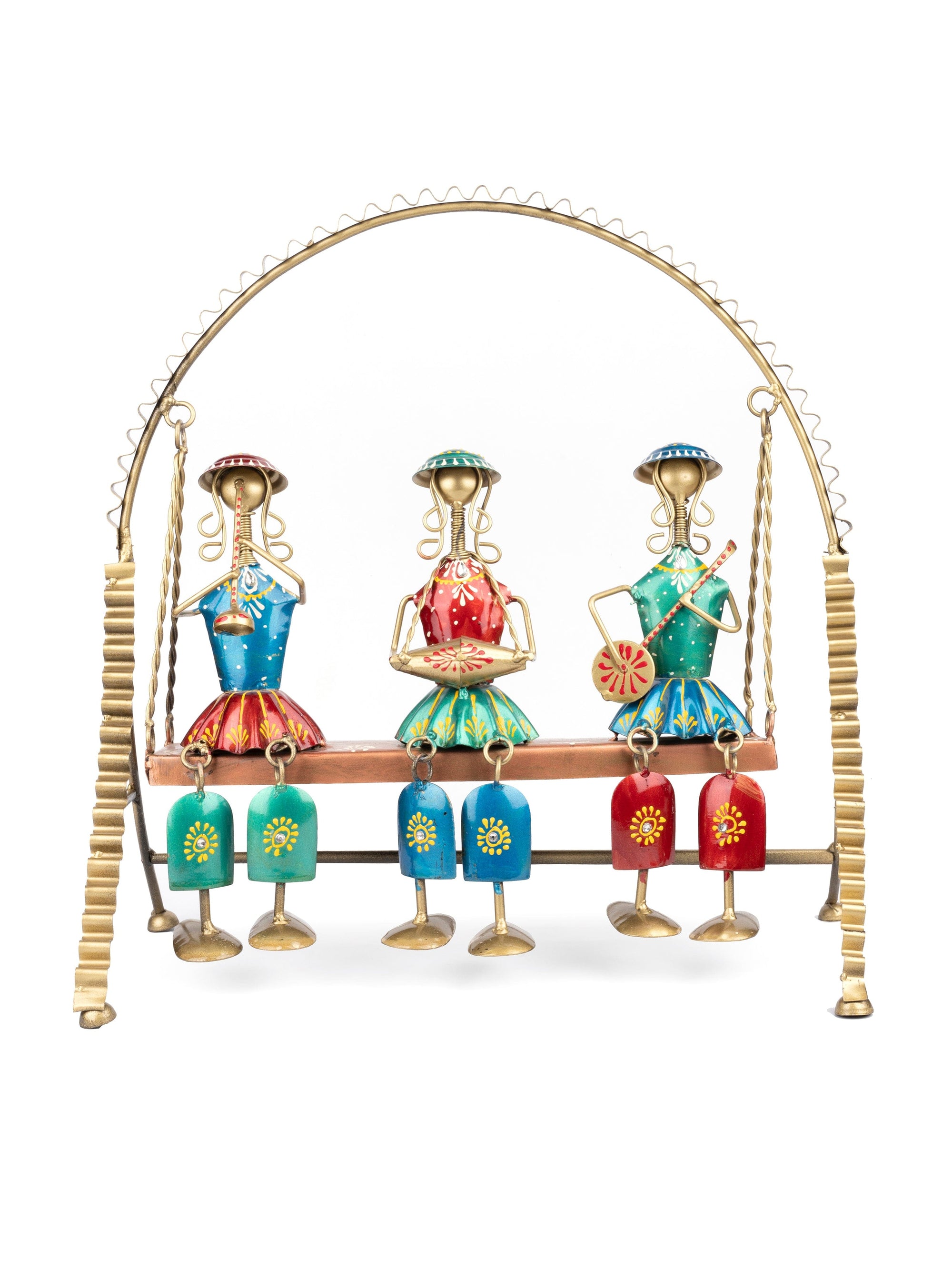 Metal Swing / Jhula with 3 Musician Doll Set - The Heritage Artifacts