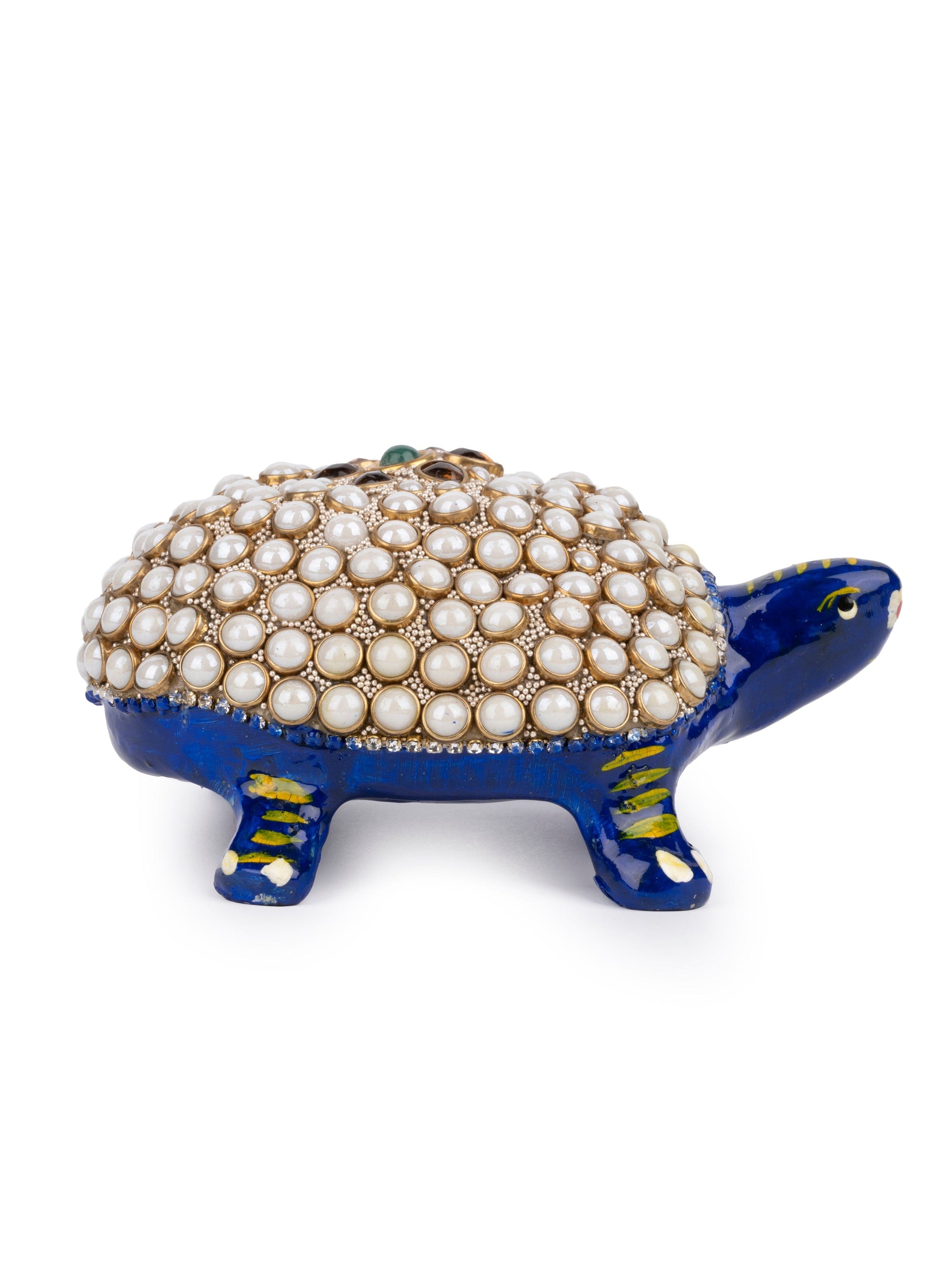 Meenakari and Kundan Work Metal Tortoise Decorative Showpiece - The Heritage Artifacts