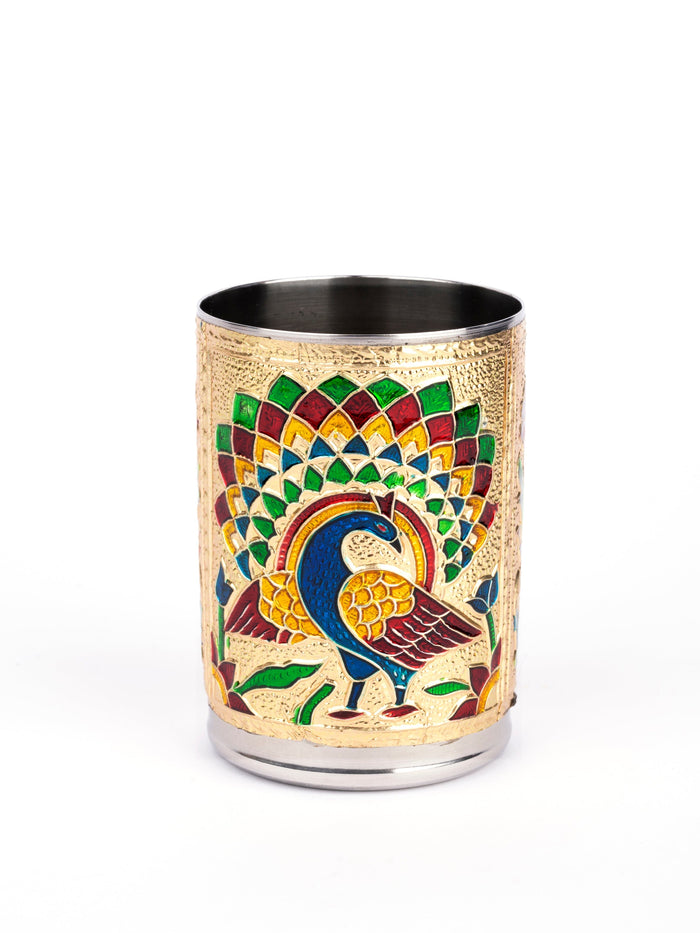 Meenakari Design Drinking Water Glass / Tumbler - 200 ml - The Heritage Artifacts
