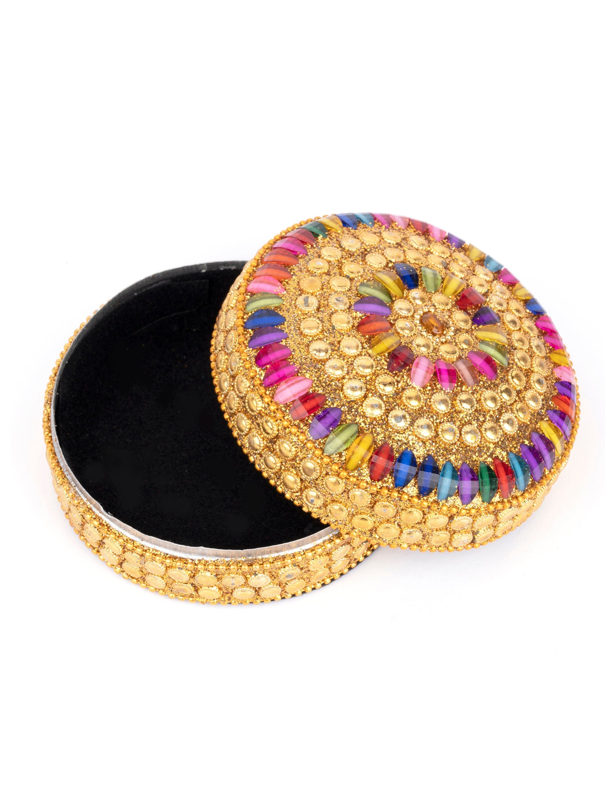 Moti Dibbi / Beaded Storage box, Ideal for Festive Gifting - 4 inches dia - The Heritage Artifacts