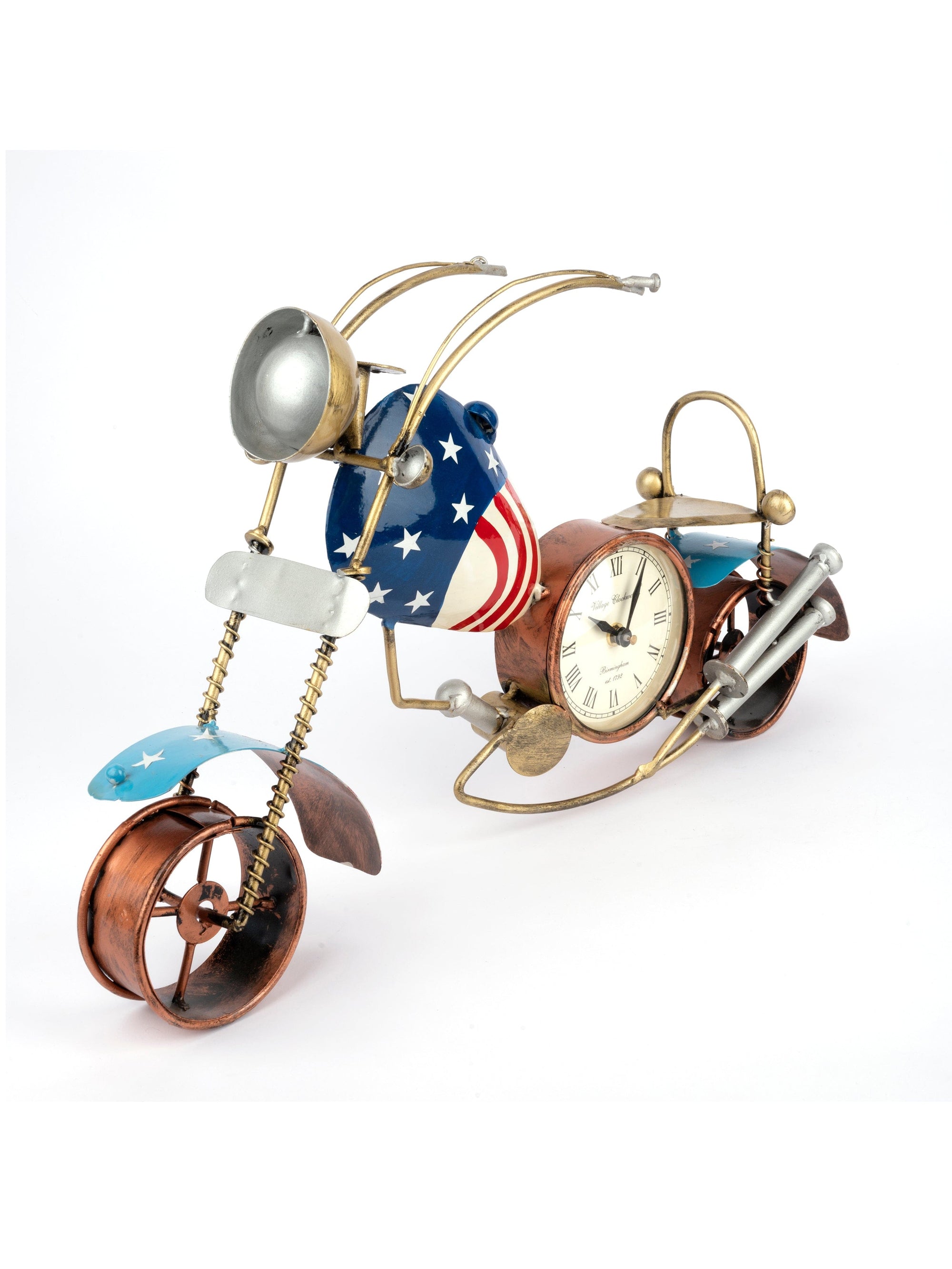 Metal Crafted Bike with Clock Decorative Showpiece - 20 inches - The Heritage Artifacts