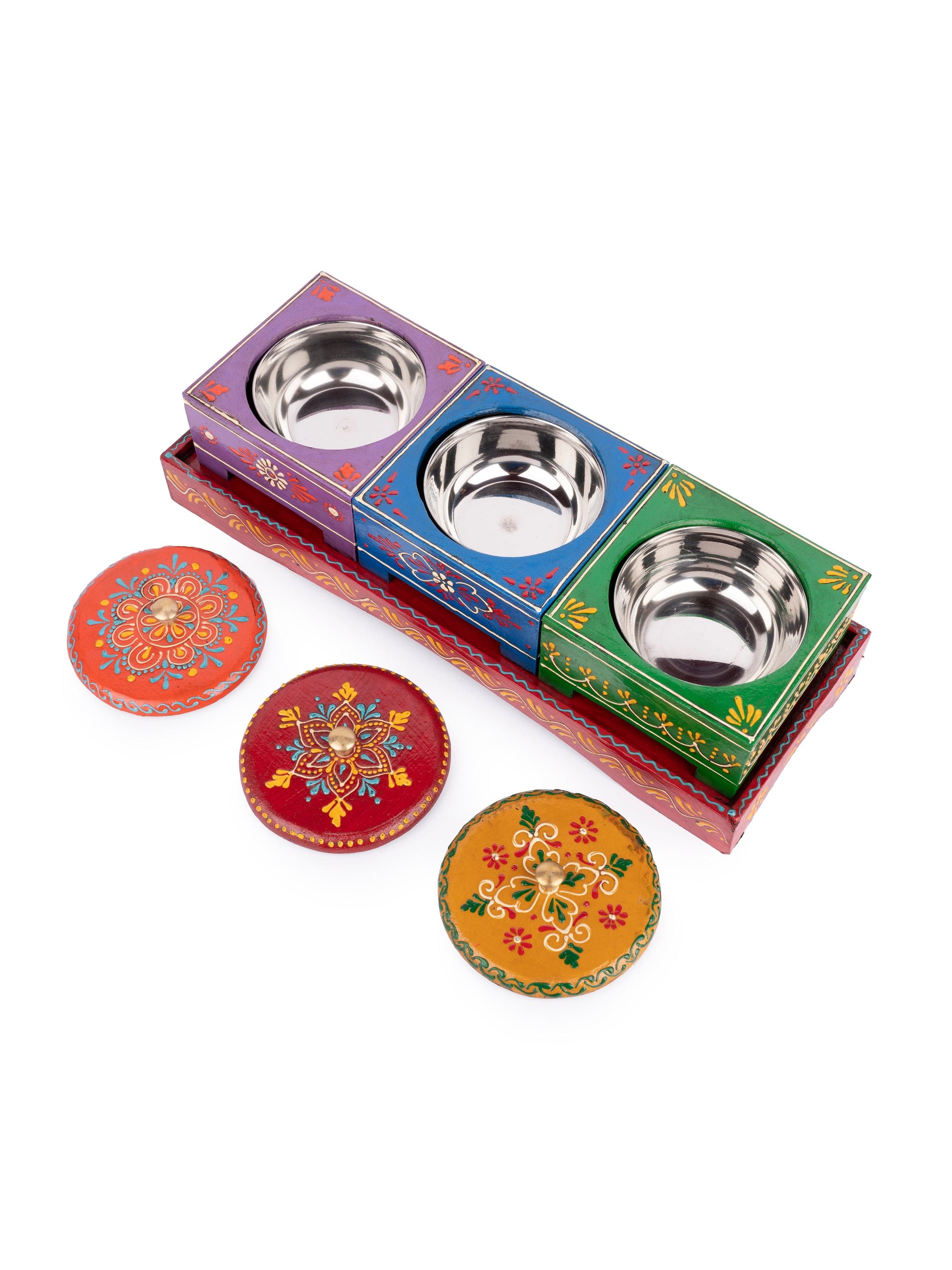 Meenakari Design Dry Fruit Storage Box Set of 3 for Festive Delights - The Heritage Artifacts