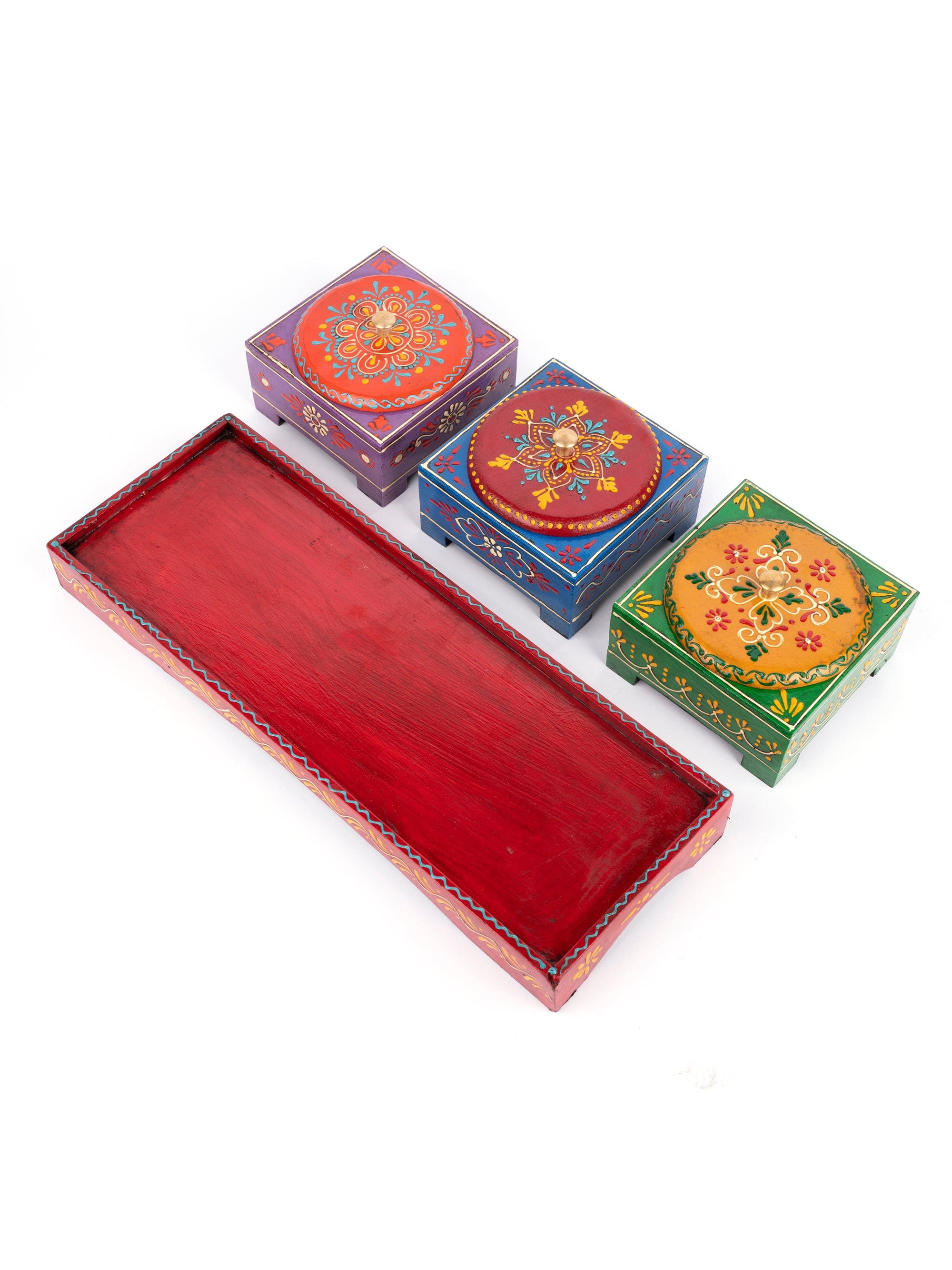 Meenakari Design Dry Fruit Storage Box Set of 3 for Festive Delights - The Heritage Artifacts