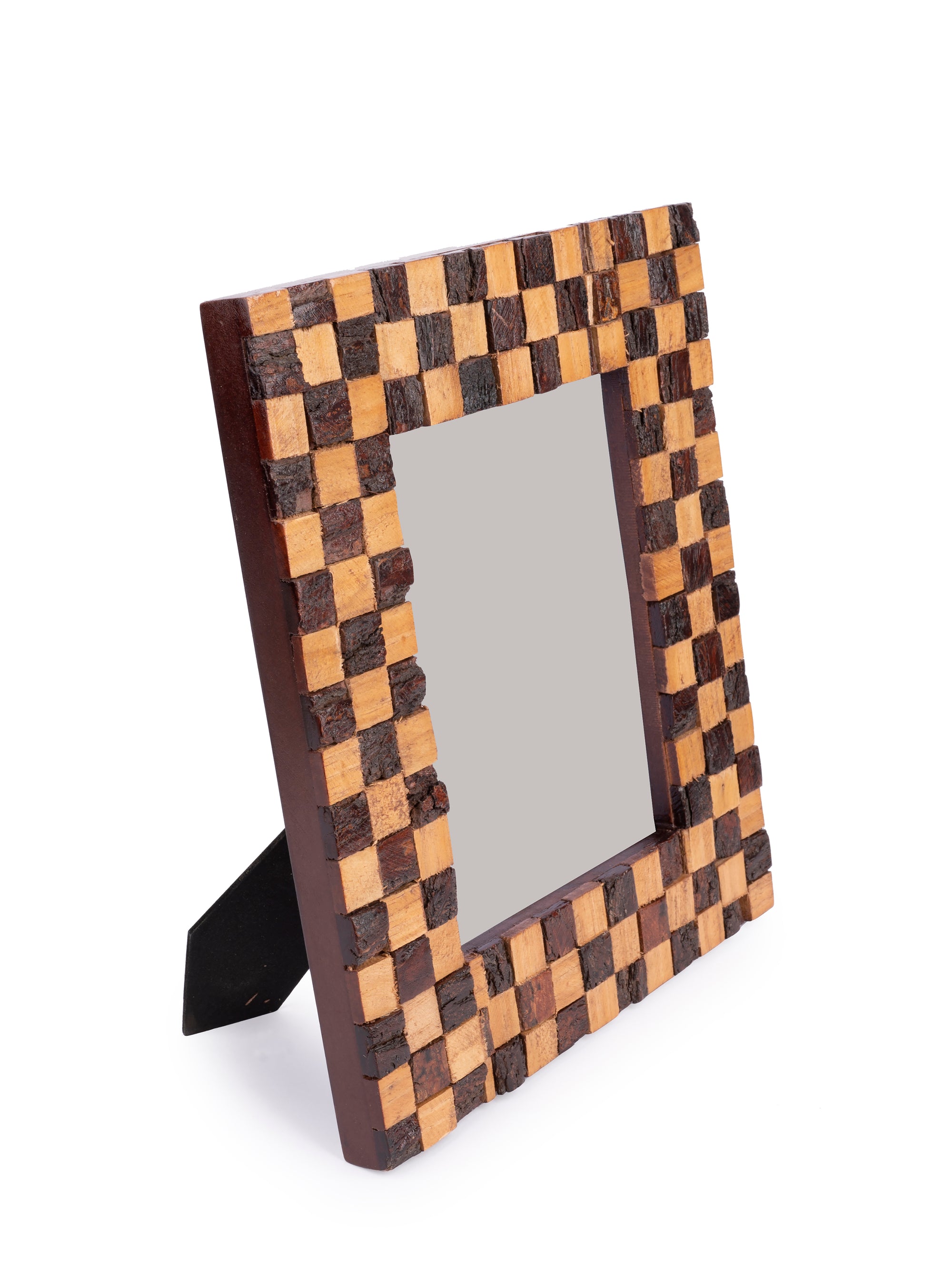Bamboo Work Table Top Photo Frame in Chequered design - Photo size 14x20 cms - The Heritage Artifacts