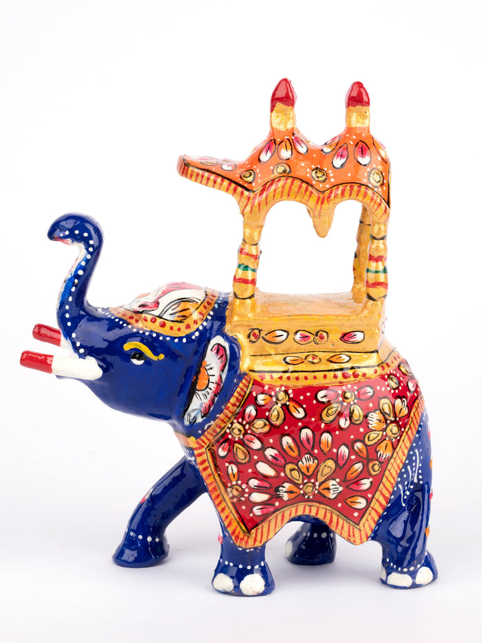 Meenakari Metal Blue Ambabari Elephant Decorative Showpiece - The Heritage Artifacts