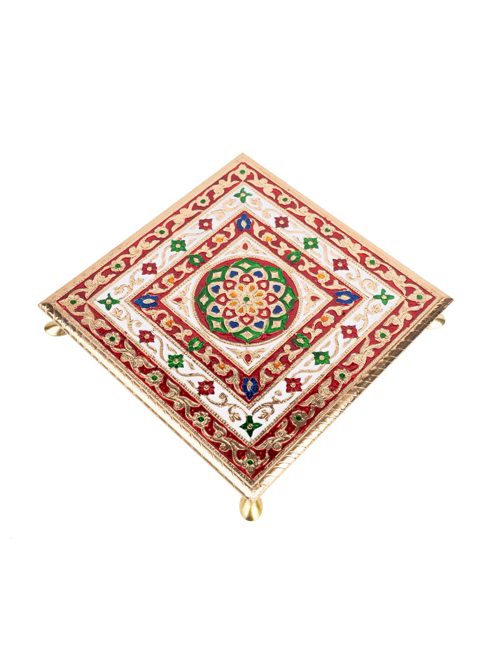Meenakari Wooden Chowki / Alter Table for Puja and Home Decoration Purpose - The Heritage Artifacts