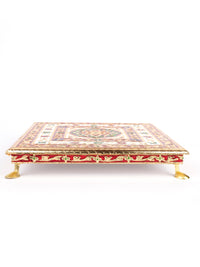 Meenakari Wooden Chowki / Alter Table for Puja and Home Decoration Purpose - The Heritage Artifacts