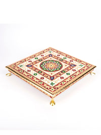 Meenakari Wooden Chowki / Alter Table for Puja and Home Decoration Purpose - The Heritage Artifacts