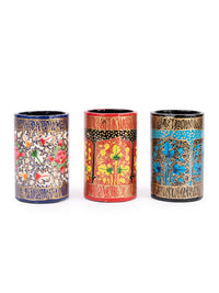 Kashmiri Paper Mache Pen / Pencil Holder - Available in Assorted Design and Colors - The Heritage Artifacts