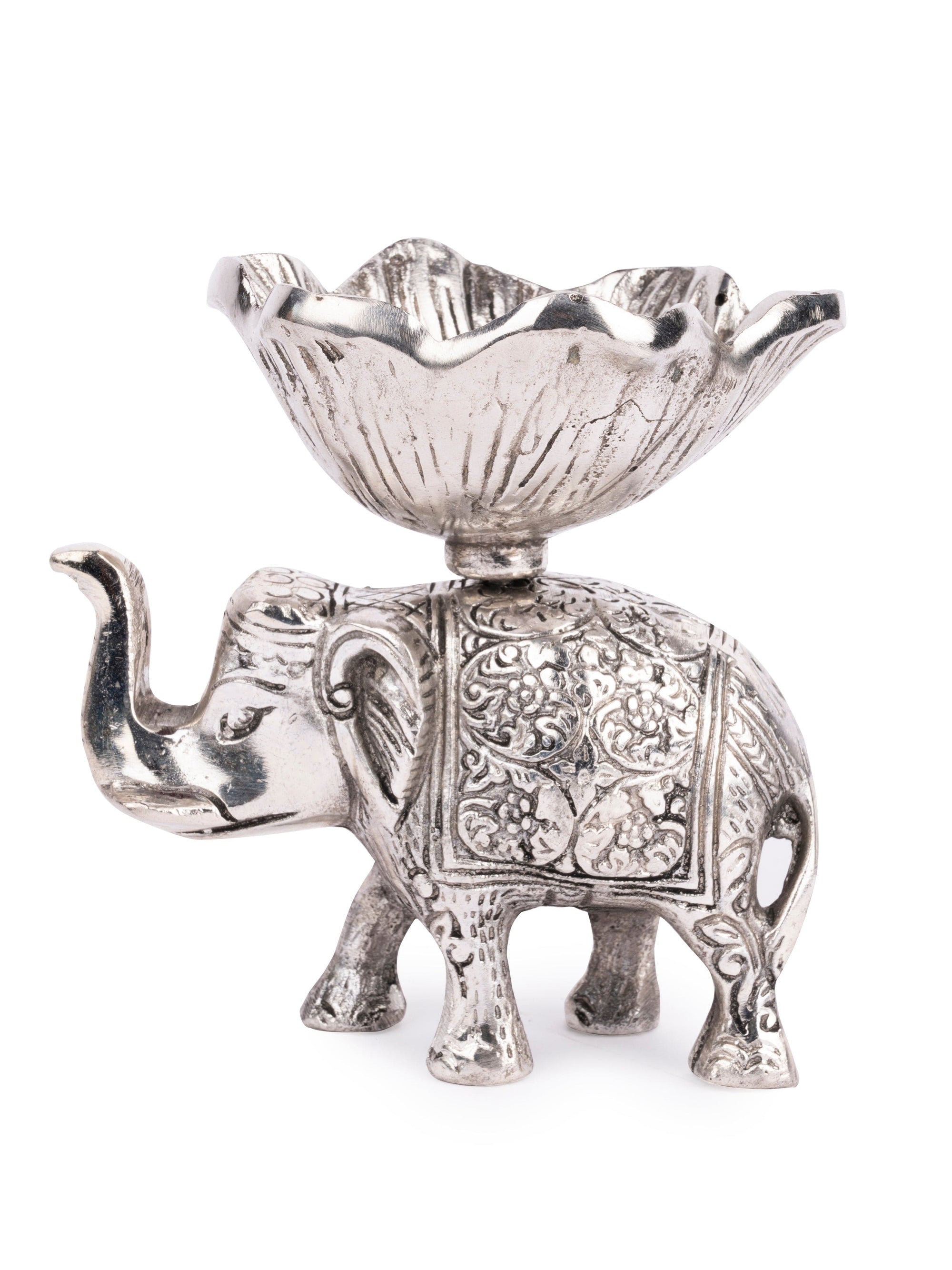 Metal Elephant Serving Bowl for Snacks, Dry fruits Even T light Candles - The Heritage Artifacts