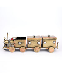Metal Crafted Train Design Dry Fruit Holder with 3 Compartments - The Heritage Artifacts