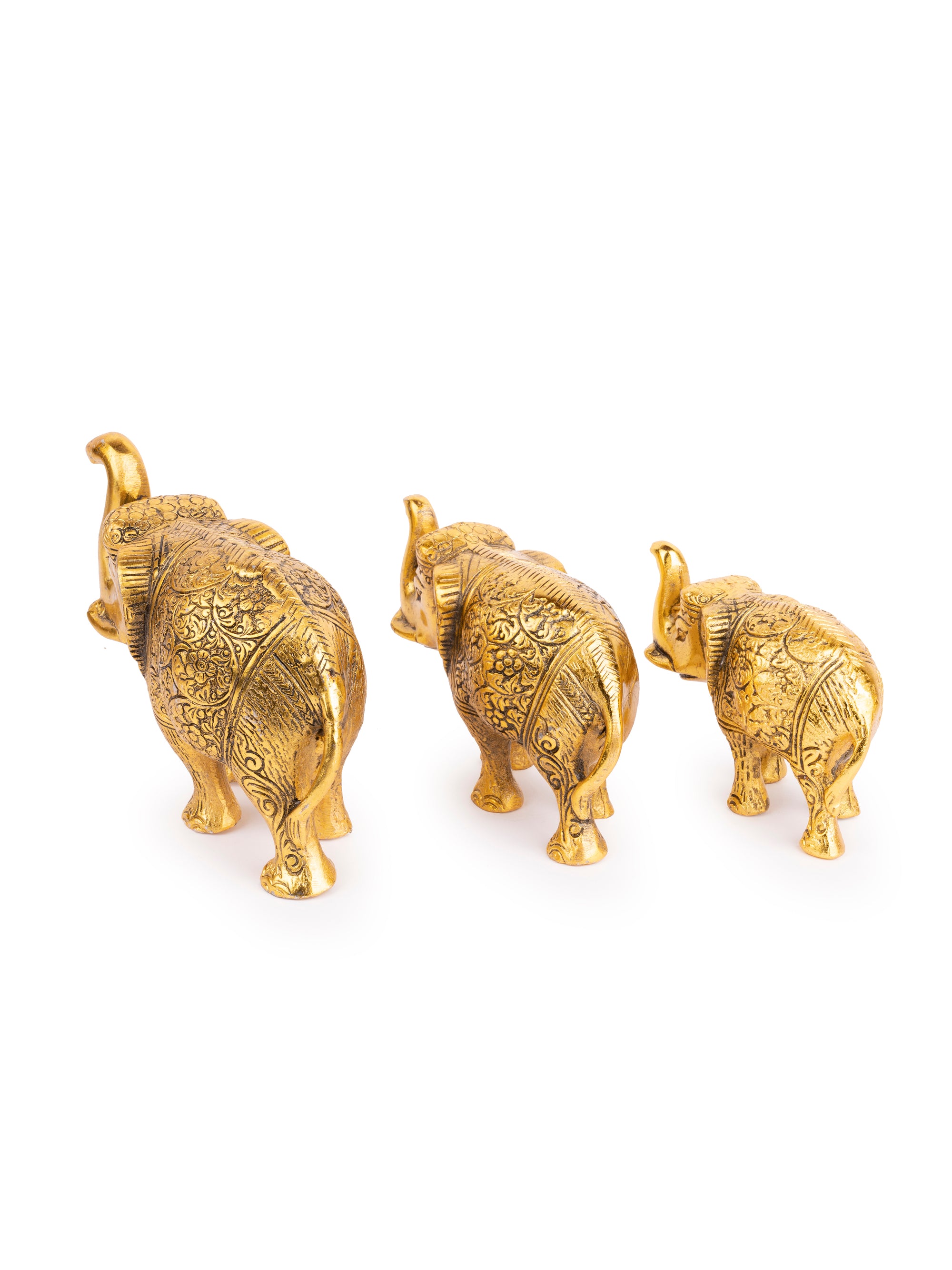 Herd of Elephants in Antique Gold Finish - Set of 3 pieces - The Heritage Artifacts
