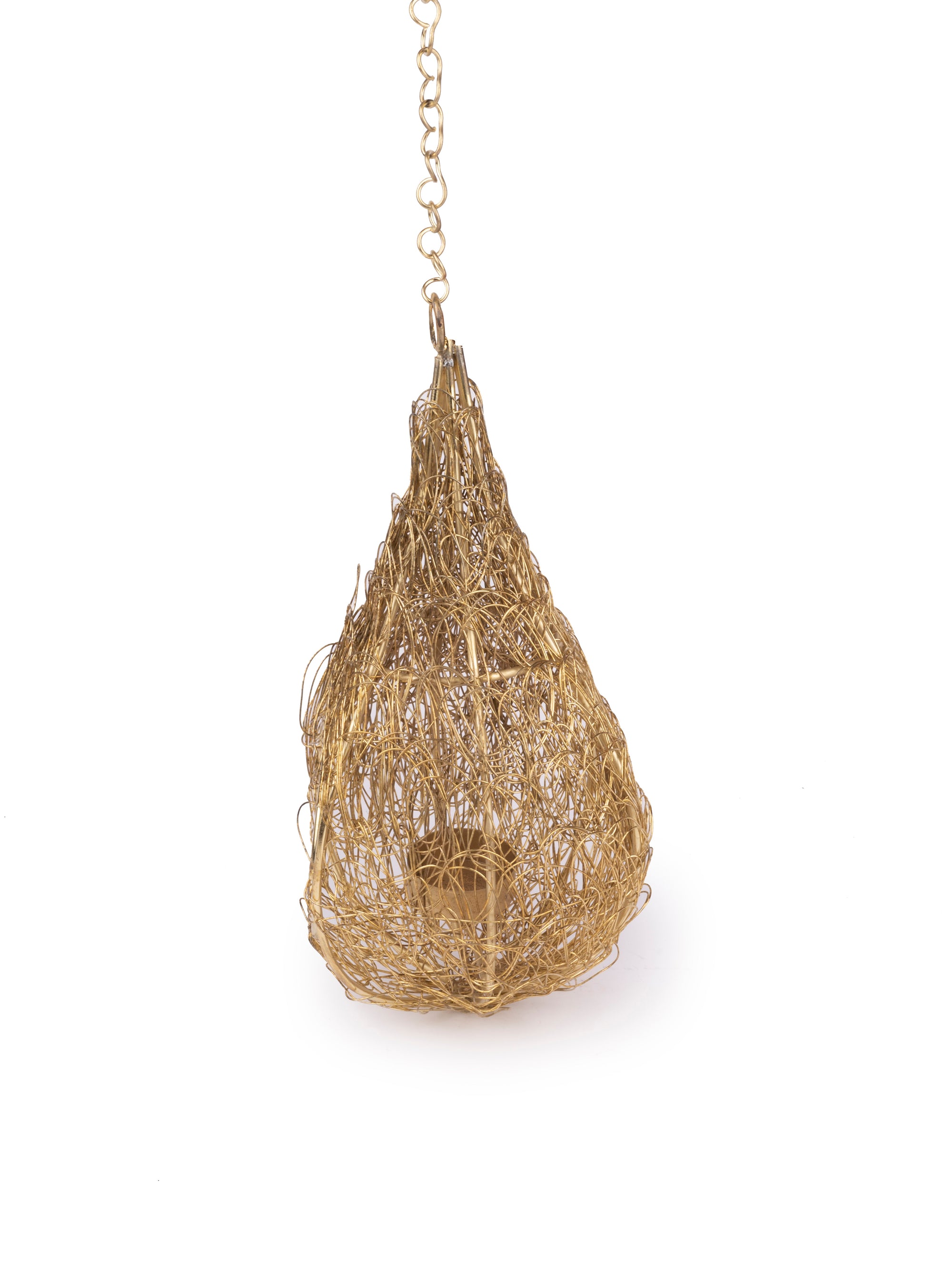 Hanging Bird Nest Lantern / Tea light Holder in Gold color - The Heritage Artifacts