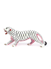 White Metal Tiger Figurine for Home Office Decor, 9 inches long - The Heritage Artifacts