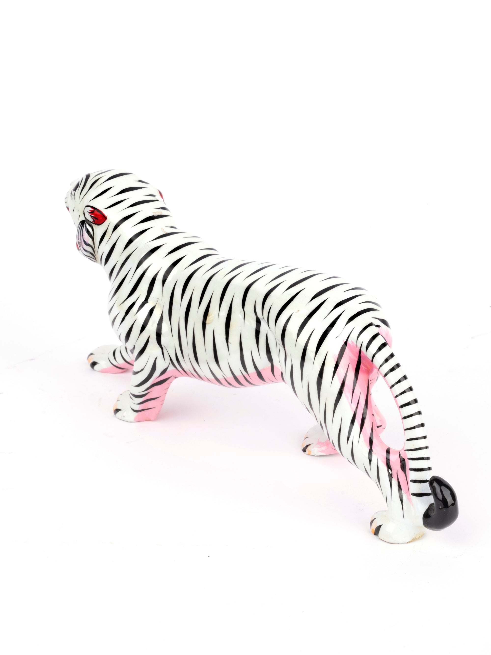 White Metal Tiger Figurine for Home Office Decor, 9 inches long - The Heritage Artifacts