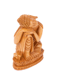 Kadam wood crafted Resting Buddha statue - 6 inches height - The Heritage Artifacts